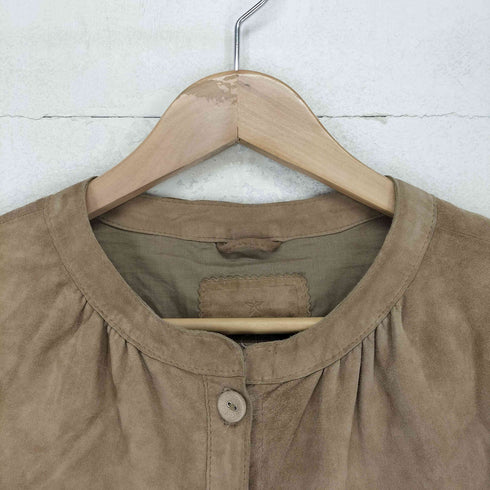 バナナリパブリック BANANA REPUBLIC ラムスエードノーカラーシャツブラウス レディース S