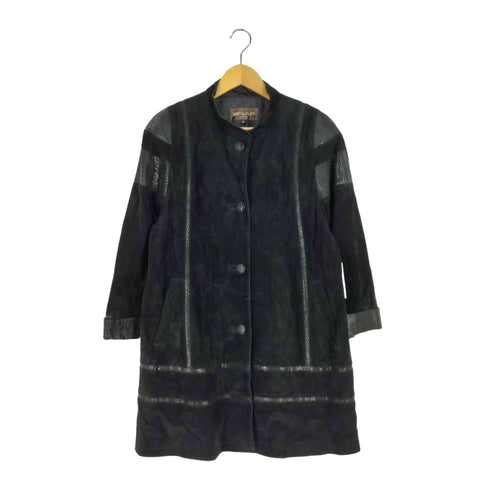 ピックレザー スエード 切替 スタンドカラーコート レディース JPN:9号