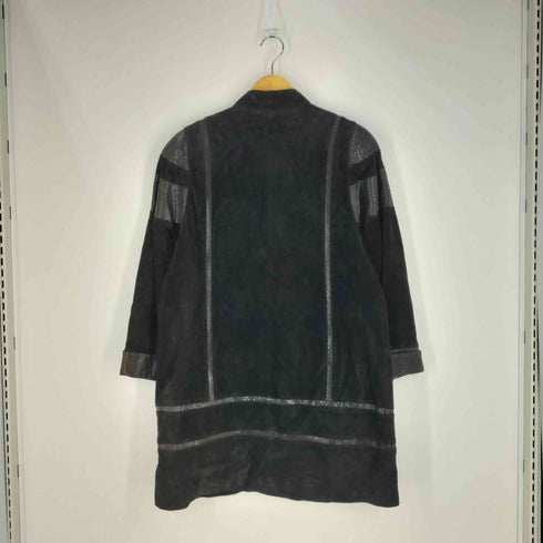 ピックレザー スエード 切替 スタンドカラーコート レディース JPN:9号