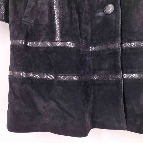 ピックレザー スエード 切替 スタンドカラーコート レディース JPN:9号