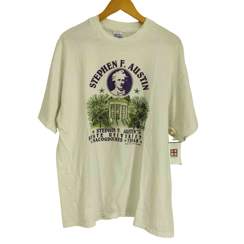 ヘインズ Hanes 90S USA製 袖シングルステッチ フロントプリント クルーネック Tシャツ コピーライト1992 メンズ import:XL