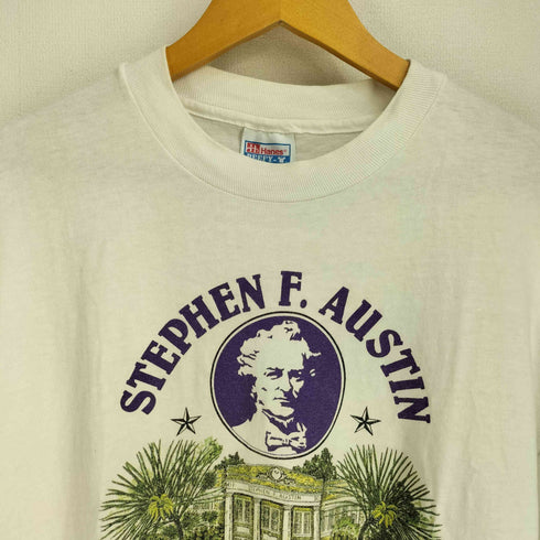 ヘインズ Hanes 90S USA製 袖シングルステッチ フロントプリント クルーネック Tシャツ コピーライト1992 メンズ import:XL