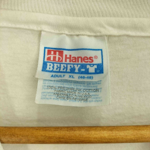 ヘインズ Hanes 90S USA製 袖シングルステッチ フロントプリント クルーネック Tシャツ コピーライト1992 メンズ import:XL