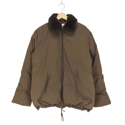 アイグナー AIGNER イタリア製襟ファー付きダウンジャケット レディース USA 16