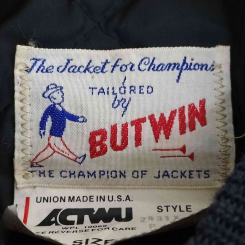 バトウィン BUTWIN 60S~70S アームレザー ウールスタジャン メンズ US:40