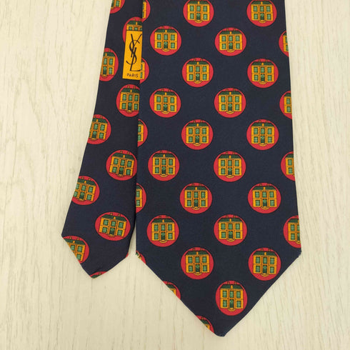 イヴサンローラン Yves Saint Laurent シルク100% 総柄 ネクタイ メンズ