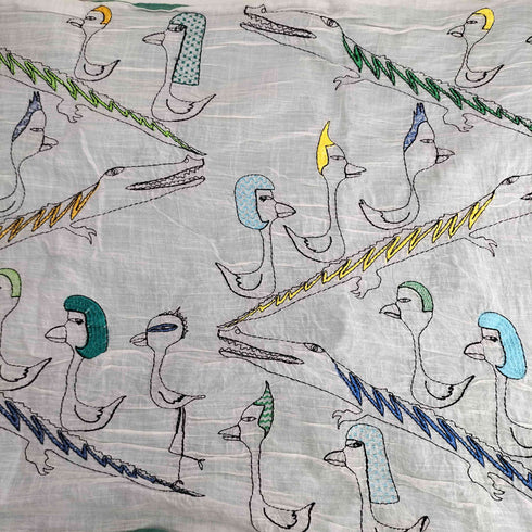 アヒル ワニ アニマル刺繍 ストール レディース