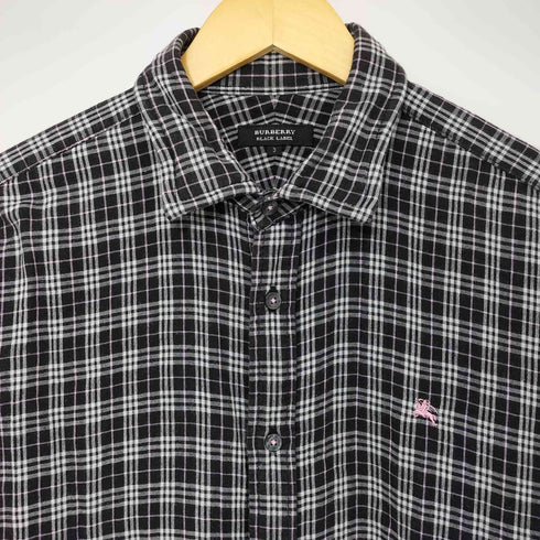 バーバリーブラックレーベル BURBERRY BLACK LABEL ホース刺繍 ワイヤーカラー ノバチェックシャツ レディース JPN:3