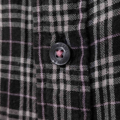 バーバリーブラックレーベル BURBERRY BLACK LABEL ホース刺繍 ワイヤーカラー ノバチェックシャツ レディース JPN:3