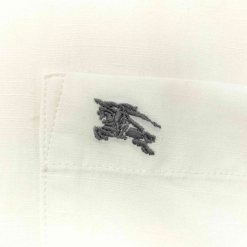 バーバリーブラックレーベル BURBERRY BLACK LABEL リネン混 ホース刺繍 ボタンダウンシャツ ドレスシャツ メンズ FR:38
