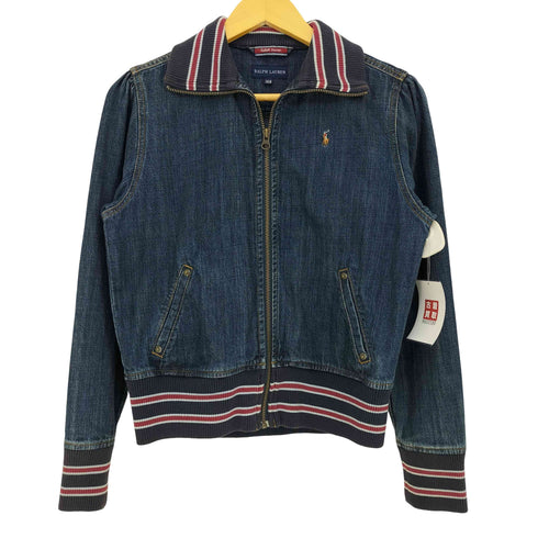 ラルフローレン RALPH LAUREN ポニー刺繍 リブ切替 デニムジャケット レディース 160