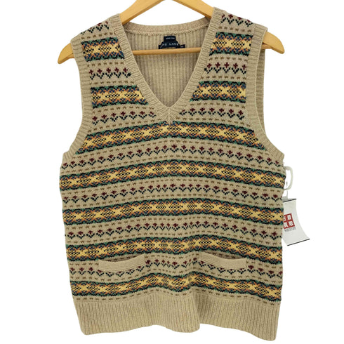 ラルフローレン RALPH LAUREN HAND KNIT カシミヤ混 マルチボーダー Vネック ベスト レディース import:XXL