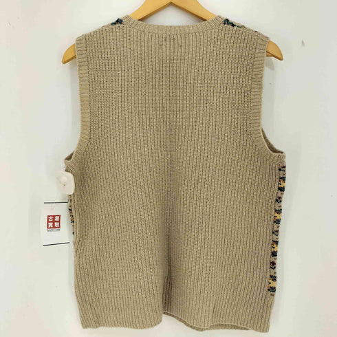 ラルフローレン RALPH LAUREN HAND KNIT カシミヤ混 マルチボーダー Vネック ベスト レディース import:XXL