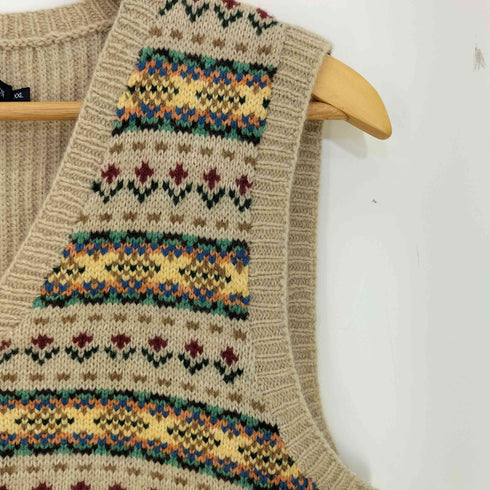 ラルフローレン RALPH LAUREN HAND KNIT カシミヤ混 マルチボーダー Vネック ベスト レディース import:XXL
