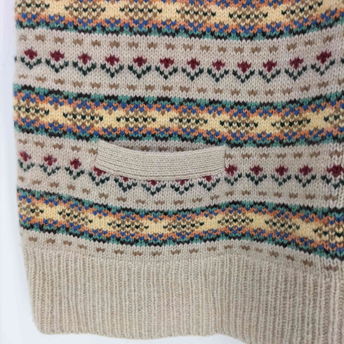 ラルフローレン RALPH LAUREN HAND KNIT カシミヤ混 マルチボーダー Vネック ベスト レディース import:XXL
