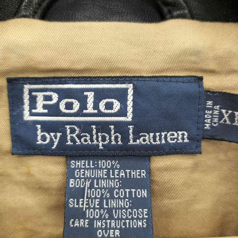 ポロバイラルフローレン Polo by RALPH LAUREN 90s ポニー刺繍 レザー スイングトップ スウィングトップ ブルゾン メンズ import:XL