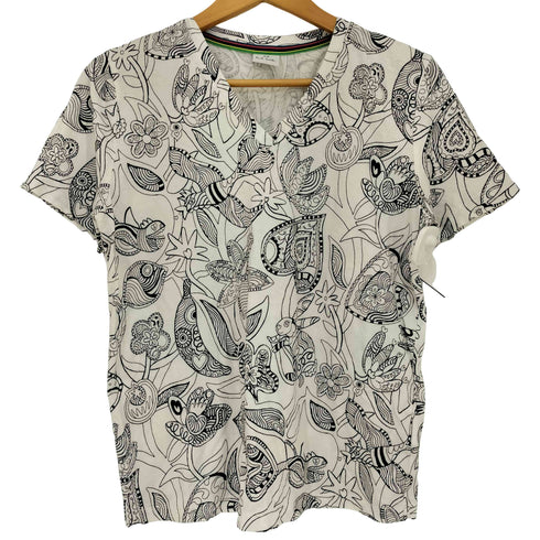 ピーエスポールスミス PS Paul Smith フラワー アニマル アートプリント Vネック Tシャツ メンズ import:M