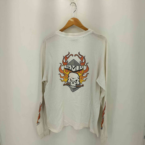 SMP 90s シングルステッチ ファイヤーパターン 両面プリント ロングスリーブTシャツ STREET メンズ import:L
