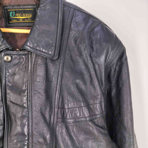 ワンウェイ one way 裏地ロゴプリント 比翼 シープレザー フライトジャケット メンズ 95