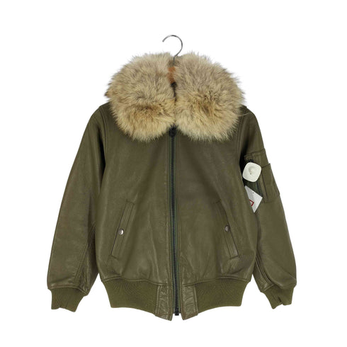 リバーシブル ファー付き カウレザー フライトジャケット レディース L-M