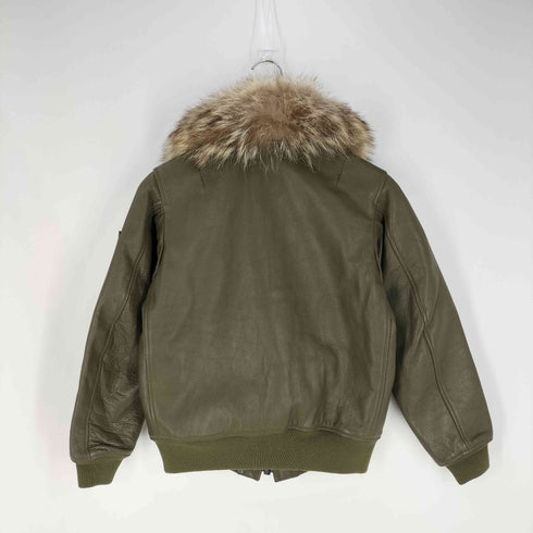 リバーシブル ファー付き カウレザー フライトジャケット レディース L-M