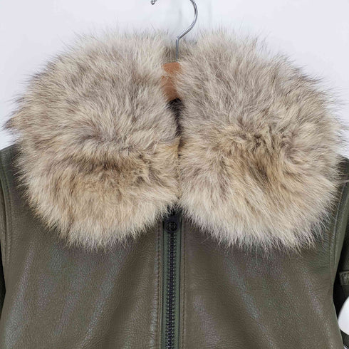 リバーシブル ファー付き カウレザー フライトジャケット レディース L-M