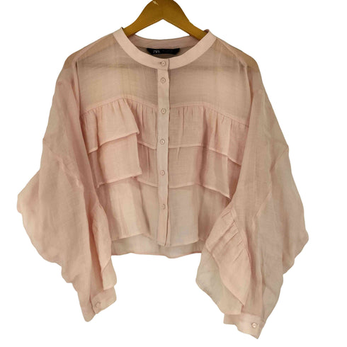 ザラ ZARA シアー フリルシャツ レディース
