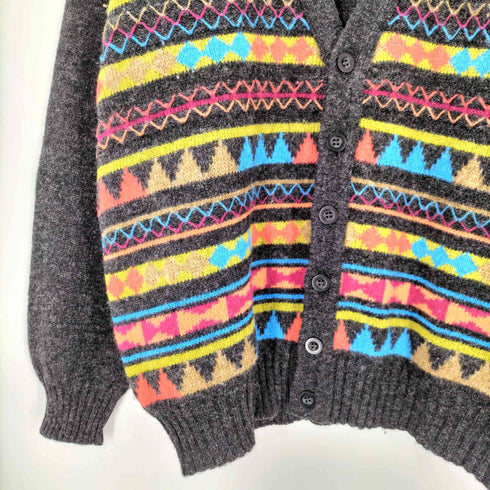 ユナイテッドカラーズオブベネトン UNITED COLORS OF BENETTON イタリア製 ネイティブ柄 SHETLAND WOOL シェットランドウール ニット カーディガン メンズ import:M