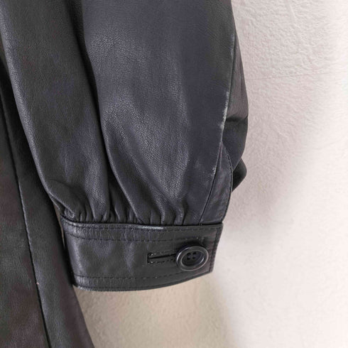 日本製 襟ファー カウレザー比翼コート レディース