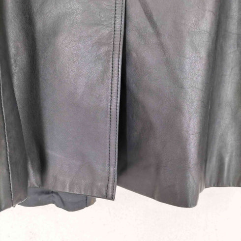 日本製 襟ファー カウレザー比翼コート レディース