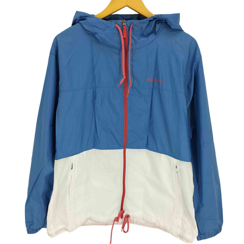 コロンビアスポーツウェア Columbia Sportswear ロゴ プリント ドローコード バイカラー フルジップ ナイロンジャケット マウンテンジャケット レディース import:L