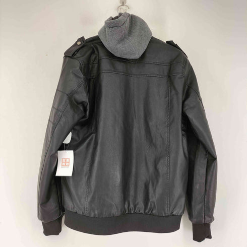 PUレザー フードドッキングジャケット メンズ