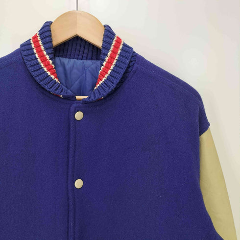 裏地キルティング 袖レザー スタジャン メンズ