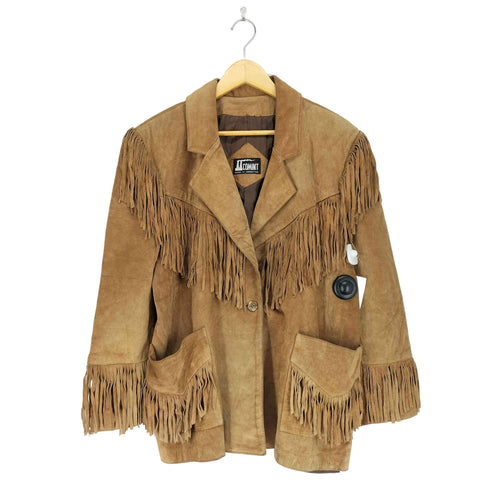 COMINT Genuine Leather アルゼンチン製 フリンジスウェードジャケット レディース