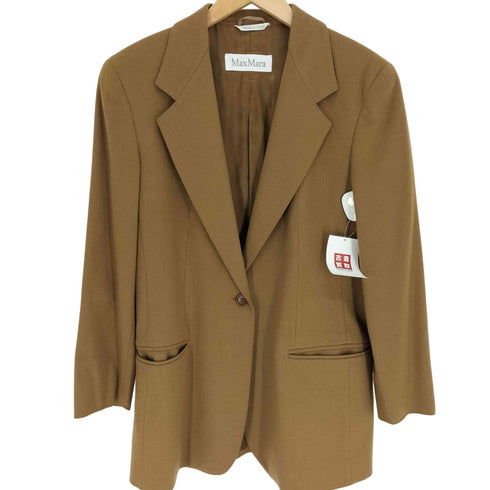 マックスマーラ MAX MARA 白タグ イタリア製 総裏 肩パッド 1B ウール テーラード ジャケット レディース EUR:42