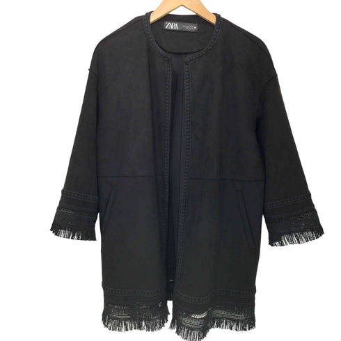 ザラ ZARA フェイクスウェード ノーカラージャケット レディース import:S