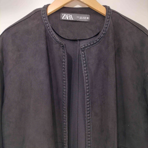 ザラ ZARA フェイクスウェード ノーカラージャケット レディース import:S
