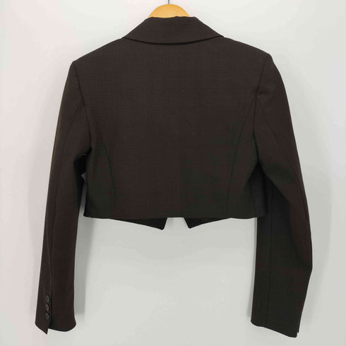 ザラ ZARA チェック クロップド 1B テーラードジャケット レディース import:S