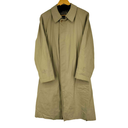 アクアスキュータム AQUASCUTUM 70-80S 英国製 裏地チェック 比翼ステンカラーコート メンズ