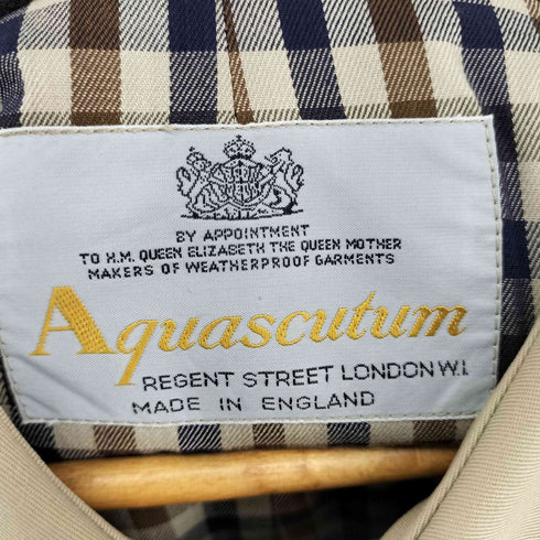 アクアスキュータム AQUASCUTUM 70-80S 英国製 裏地チェック 比翼ステンカラーコート メンズ