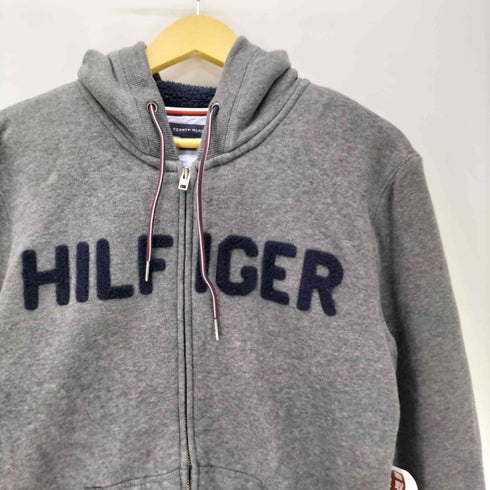 トミーヒルフィガー TOMMY HILFIGER パイル地ロゴ フルジップパーカー 裏ボア メンズ import:M