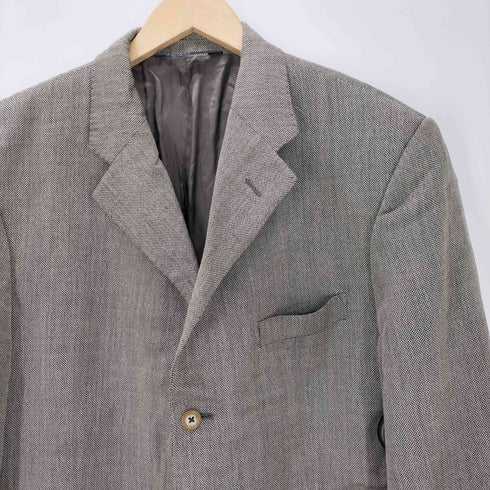 ポロバイラルフローレン Polo by RALPH LAUREN 80-90S イタリア製 三角タグ 織り シルク ウール 3B テーラード ジャケット メンズ EUR:52