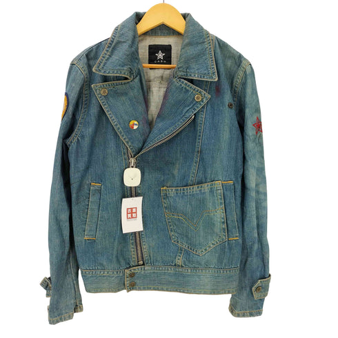 C・A・S・H ワッペン ピンズ デニム ライダース ジャケット メンズ 100