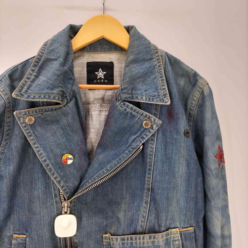 C・A・S・H ワッペン ピンズ デニム ライダース ジャケット メンズ 100