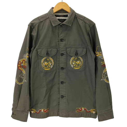エゴトリッピング EGO TRIPPING U.S.S. McCaffery DDE 860 竜 ドラゴン 刺繍 ミリタリー シャツ メンズ 48