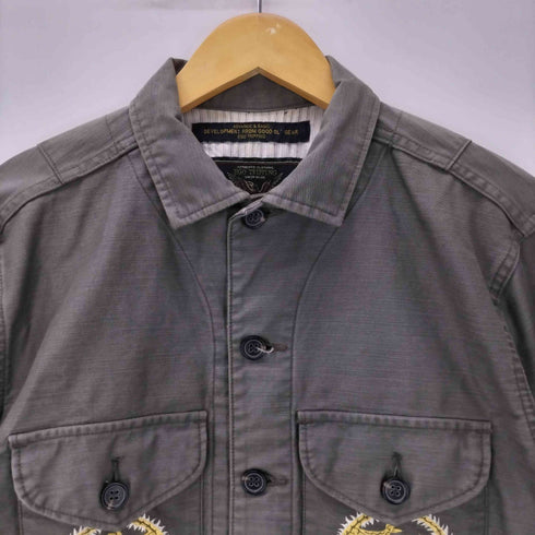 エゴトリッピング EGO TRIPPING U.S.S. McCaffery DDE 860 竜 ドラゴン 刺繍 ミリタリー シャツ メンズ 48