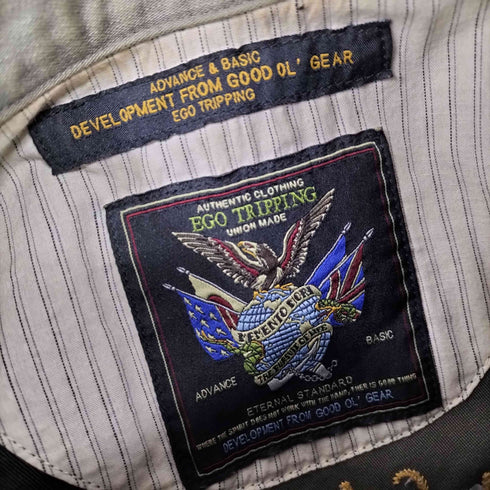 エゴトリッピング EGO TRIPPING U.S.S. McCaffery DDE 860 竜 ドラゴン 刺繍 ミリタリー シャツ メンズ 48