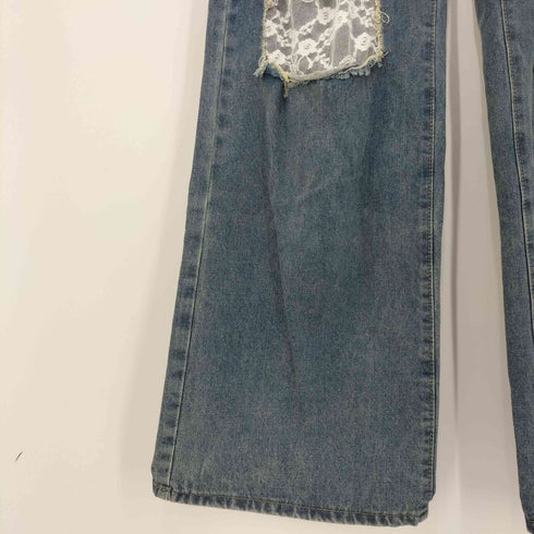 ダメージ加工 レース デニムパンツ レディース XL