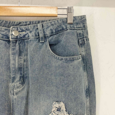 Y2K 星 ダメージ加工 デニム パンツ メンズ XL