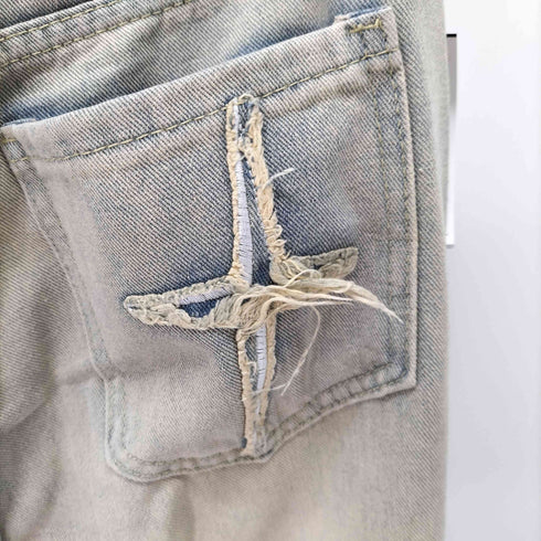Y2K クロス ダメージ加工 デニム パンツ メンズ XL